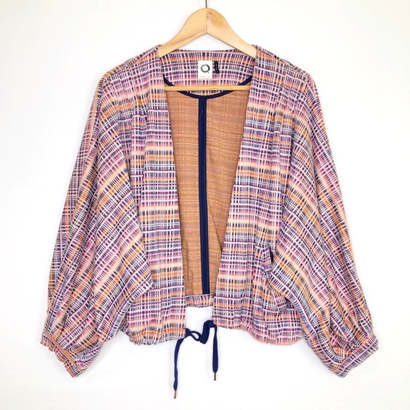 Akemi Kin by Anthropologie plaid drawstring waist, Cardi jacket - Picture 2 of 11